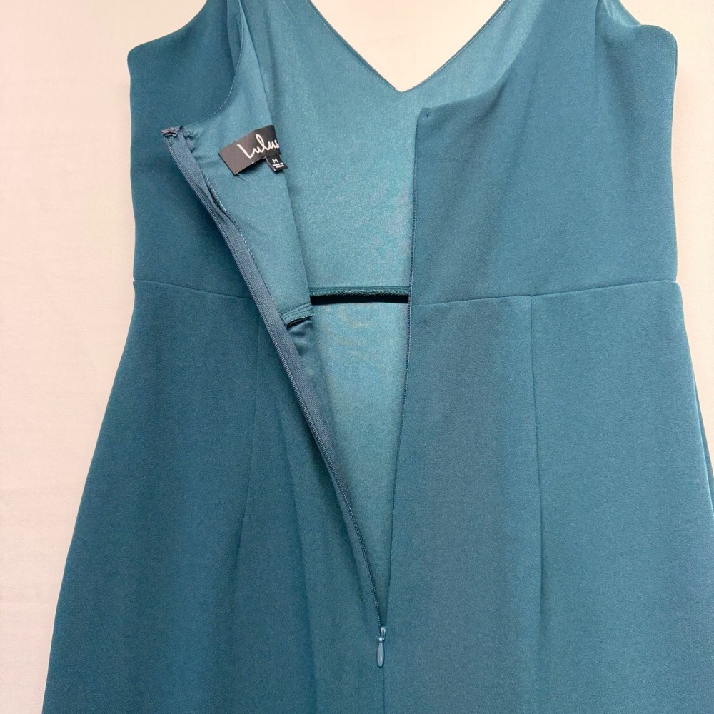 Lulus Teal Satin Maxi Dress Slip Bias Cut Mermaid Formal Wedding Guest M Prom - Picture 8 of 11